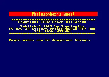 Philosopher's Quest (UK) (1987) screen shot title